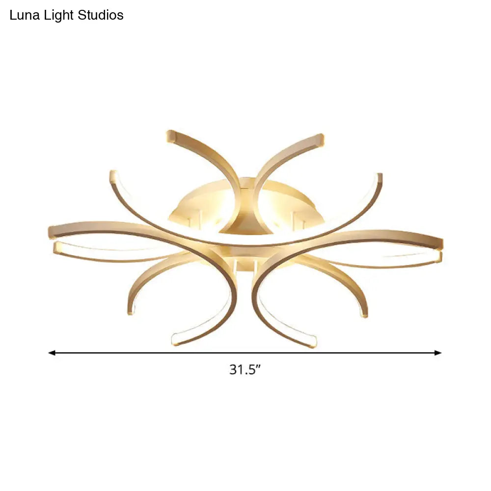 23.5/31.5 W Curved Led Semi Flush Mount Lamp Modern Acrylic Lighting For Close To Ceiling Warm/White