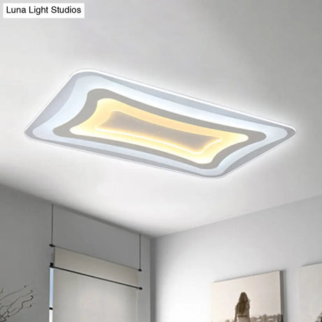23.5’ - 47’ Wide Rectangular Acrylic Flushmount Led White Ceiling Light In Warm/White