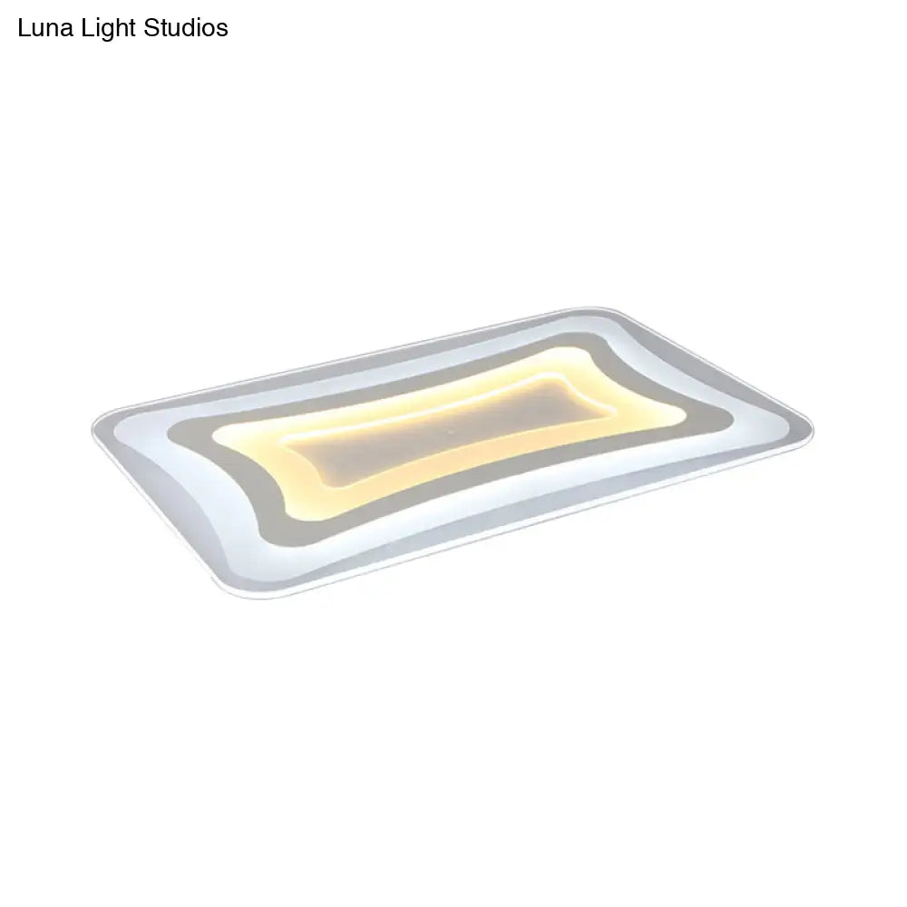 23.5’ - 47’ Wide Rectangular Acrylic Flushmount Led White Ceiling Light In Warm/White