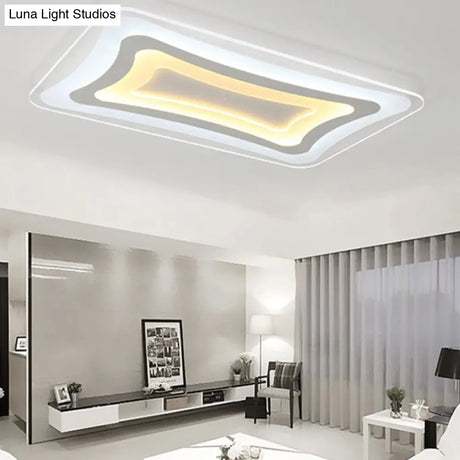 23.5-47 Wide Rectangular Acrylic Flushmount Led White Ceiling Light In Warm/White / 23.5 Warm