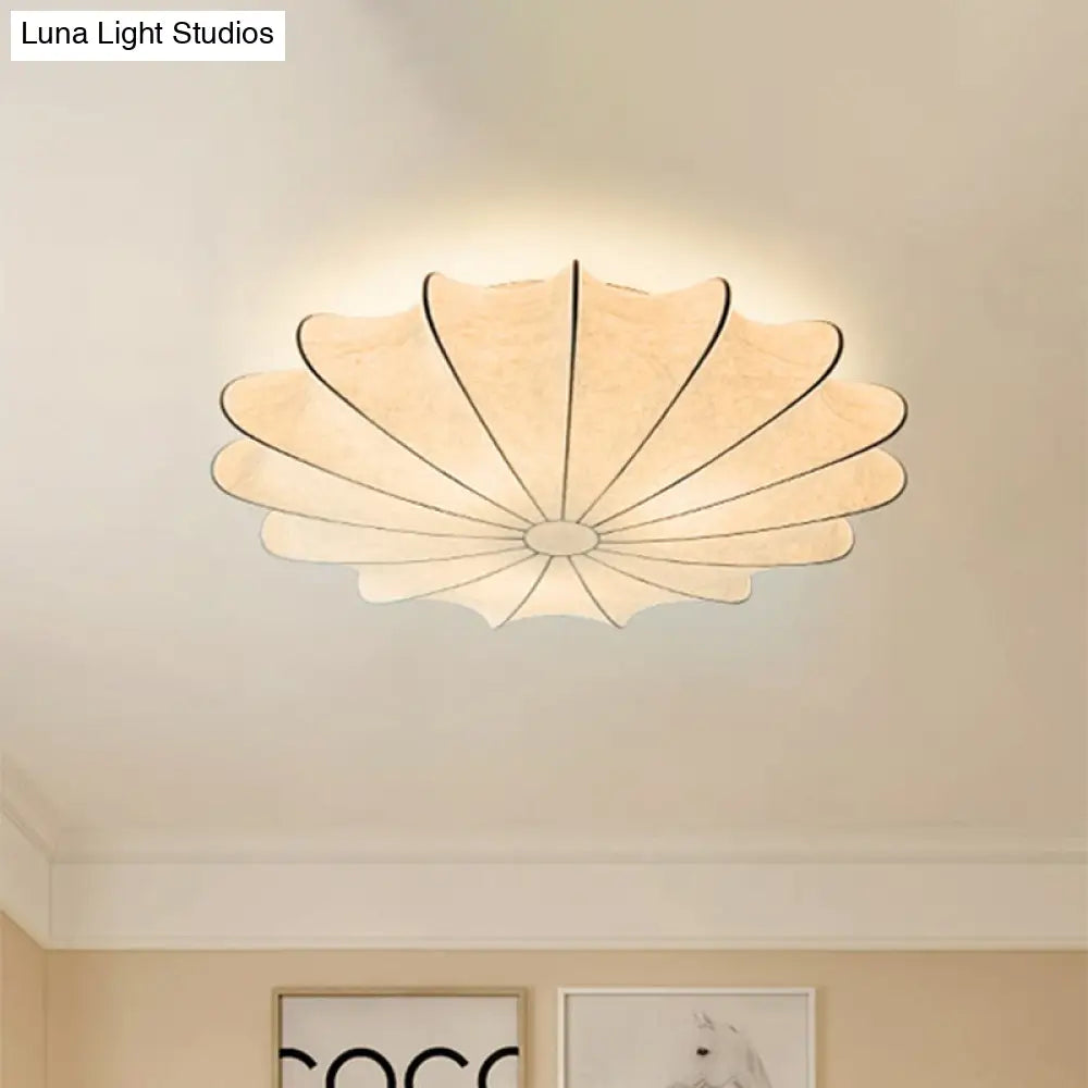 23.5 Scalloped Flush Mount Contemporary Fabric Ceiling Light - 1/3 White