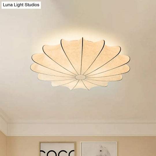 23.5 Scalloped Flush Mount Contemporary Fabric Ceiling Light - 1/3 White