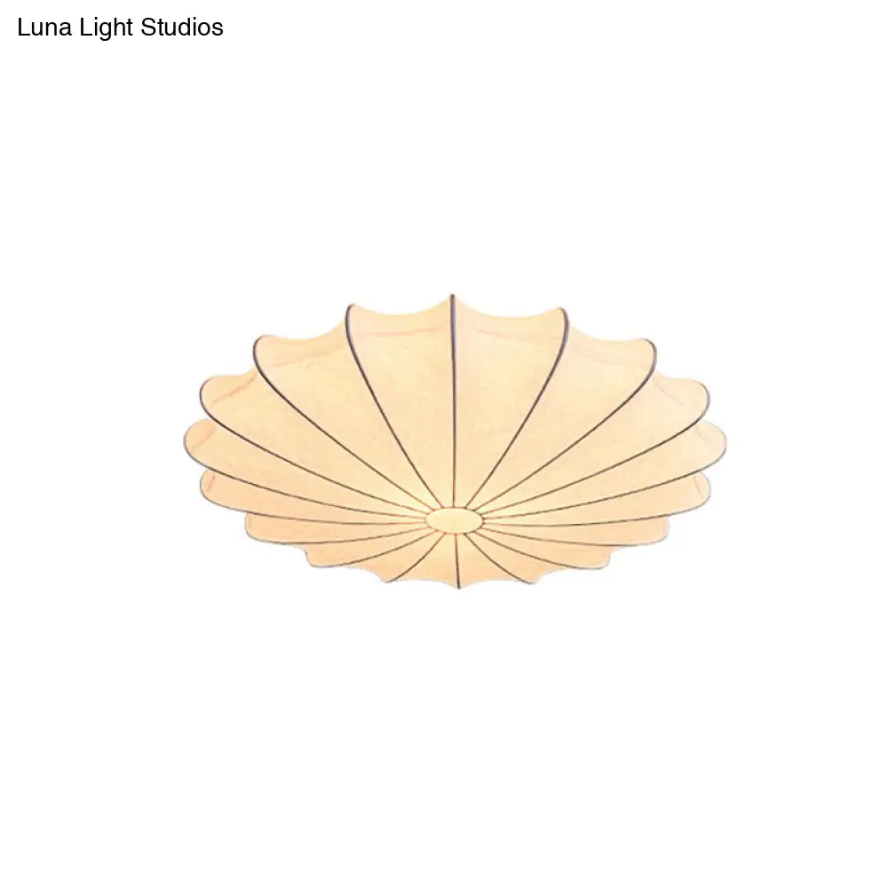 23.5 Scalloped Flush Mount Contemporary Fabric Ceiling Light - 1/3 White