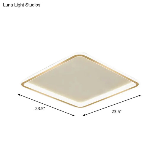 Gold Extra Thin Square Led Flush-Mount Ceiling Lamp In Warm/White Light Minimalistic Acrylic Design