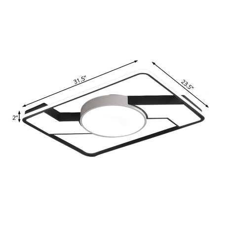 Modern Led Flush Mount Lamp: Wide Black-White Acrylic Square Light Fixture (18/22/31.5)