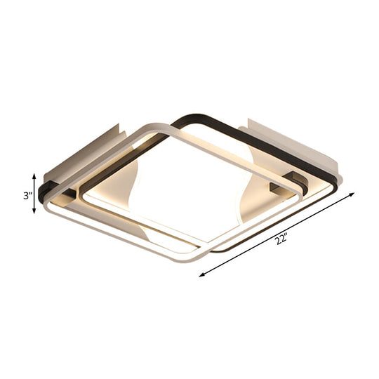 Modernist Black And White Led Flush Mount Light - 18’/22’/31.5’ Wide Acrylic Shade