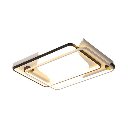 Modernist Black And White Led Flush Mount Light - 18’/22’/31.5’ Wide Acrylic Shade