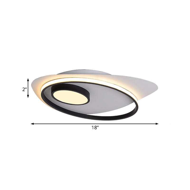 Modernist Led Acrylic Oval Flush Mount Light - Black/White Ceiling Lamp Fixture 18’/21.5’/27’