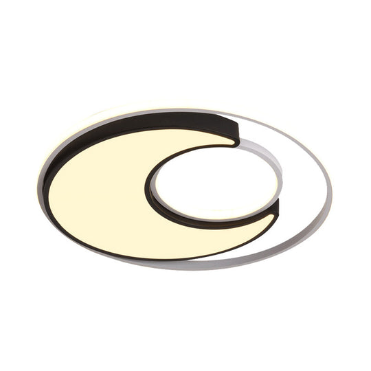 Modernist Black/White Metal Led Flush Mount Lighting - 19/22 Wide Fixture With Frosted Diffuser In