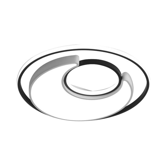 Modernist Black/White Metal Led Flush Mount Lighting - 19’/22’ Wide Fixture With Frosted