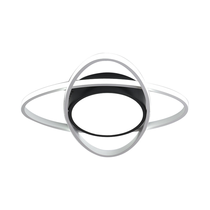 20.5’/28’ Wide Oval Metal Flush Mount Lamp - Modern Black And White Led Ceiling Fixture With