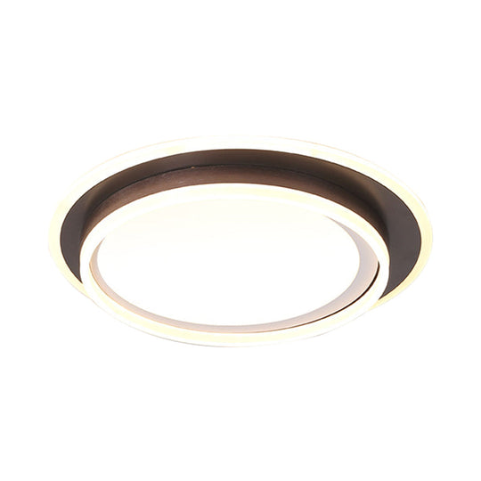 Contemporary Led Flush Mount Light Fixture - White Round 16/19.5 Wide Metal With Frosted Diffuser