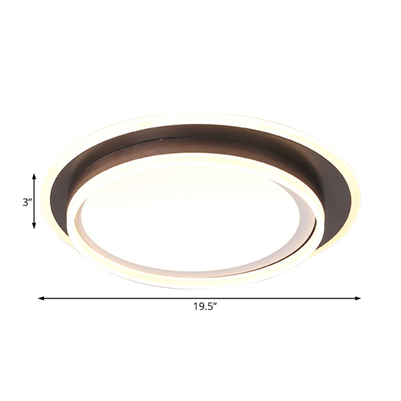 Contemporary Led Flush Mount Light Fixture - White Round 16’/19.5’ Wide Metal With Frosted