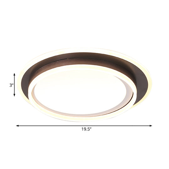Contemporary Led Flush Mount Light Fixture - White Round 16’/19.5’ Wide Metal With Frosted