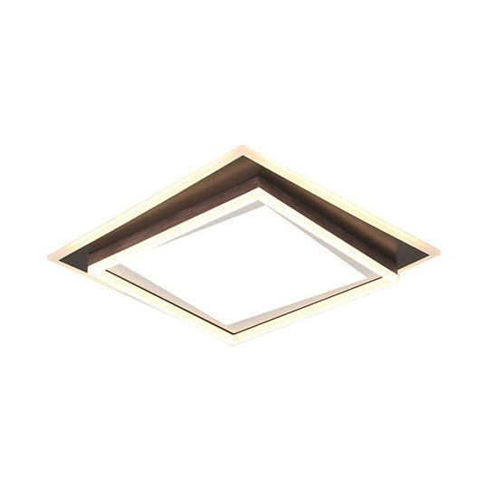 Modern Metal Led Flush Mount Ceiling Lamp With Recessed Diffuser - Square/Rectangular White/Warm