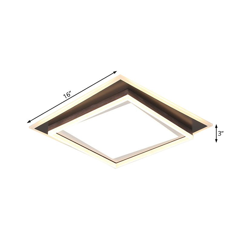 Modern Metal Led Flush Mount Ceiling Lamp With Recessed Diffuser - Square/Rectangular White/Warm