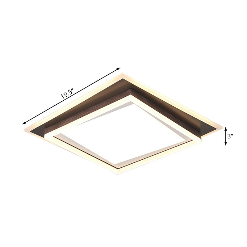 Modern Metal Led Flush Mount Ceiling Lamp With Recessed Diffuser - Square/Rectangular White/Warm