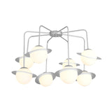 Contemporary Metal Radial Chandelier Lamp - 8-Light Gold/Chrome Led Ceiling Light Fixture With White