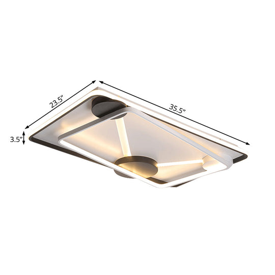 Modern Led Metal Semi Flush Mount Lamp - 16’/19.5’/35.5’ Wide Black And White