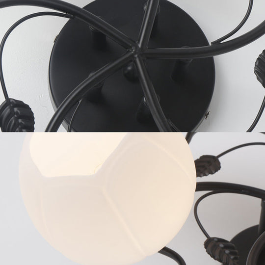 Traditional White Glass Semi Flush Ceiling Light For Living Room - 1 Globe Fixture