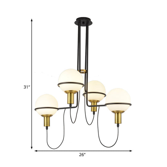 Contemporary 2/4 Light Gold Hanging Pendant Chandelier with Clear Glass Shade