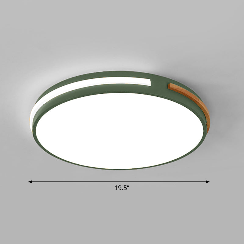 Minimalist Led Flush Mount Ceiling Light With Round Acrylic Shade - Bedroom Lighting Fixture Green