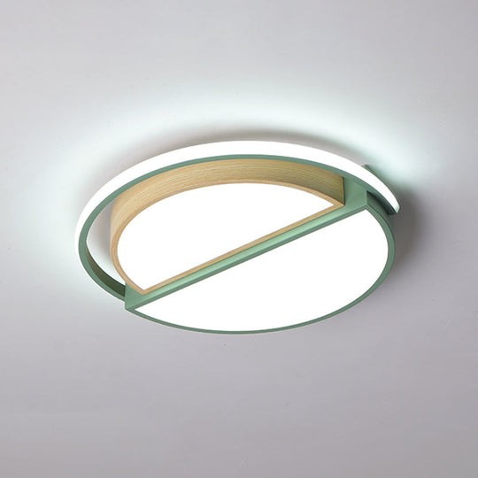 Round Led Flush Ceiling Light - Nordic Acrylic Mount For Bedroom Green / 20.5 White