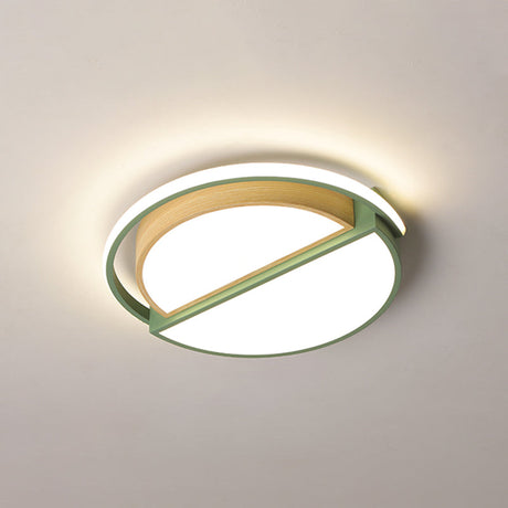 Round Led Flush Ceiling Light - Nordic Acrylic Mount For Bedroom Green / 16.5 Warm