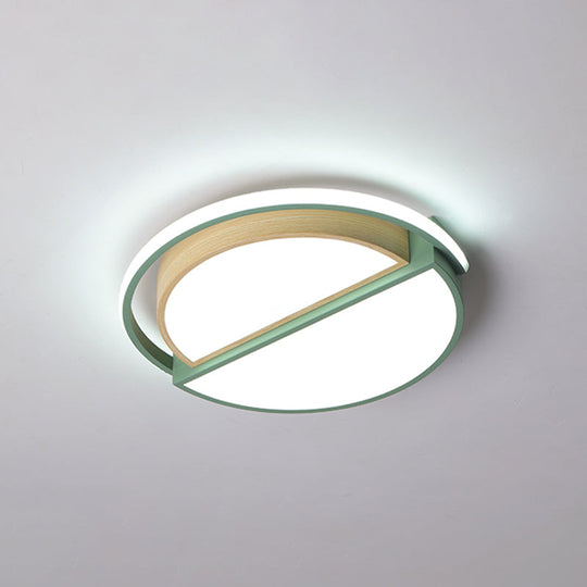 Round Led Flush Ceiling Light - Nordic Acrylic Mount For Bedroom Green / 16.5’ White