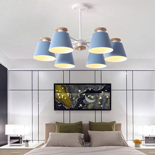 Metallic Macaron Trifle Chandelier: Elegant Cup Shaped Pendant Light For Dining Room Ceiling With