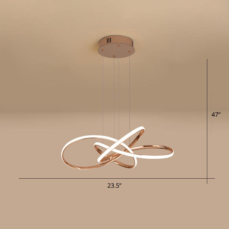 Elegant Led Hanging Pendant Lamp With Acrylic Shade - Twisting Chandelier Design Gold