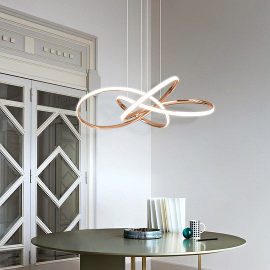 Elegant Led Hanging Pendant Lamp With Acrylic Shade - Twisting Chandelier Design