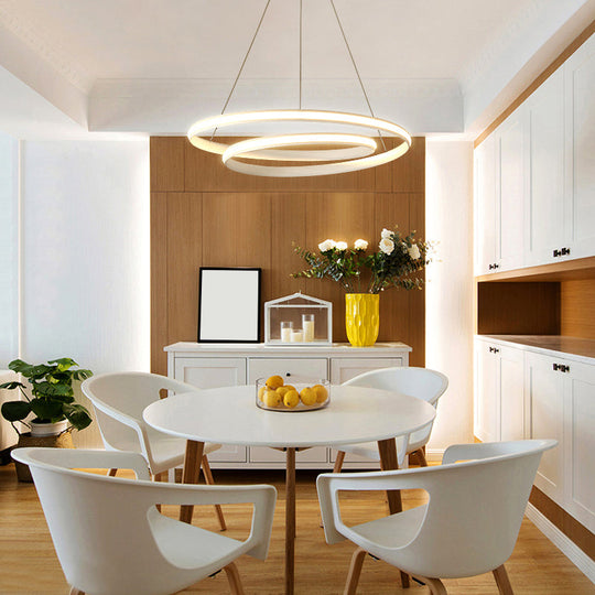 Aluminum Led Chandelier Light - Loop Shaped Minimalist Dining Room Suspension Lamp