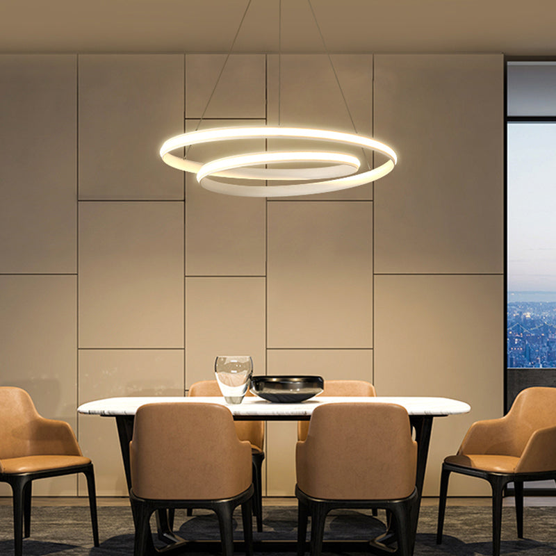 Aluminum Led Chandelier Light - Loop Shaped Minimalist Dining Room Suspension Lamp
