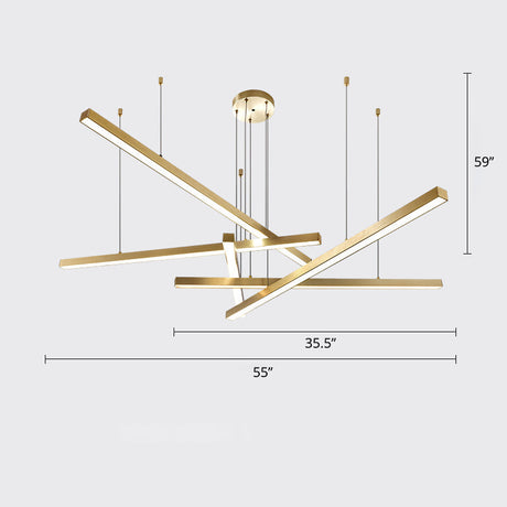 Sleek Metal Led Chandelier For Living Room Ceiling 5 / Gold Third Gear