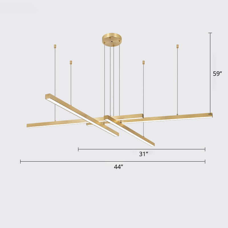 Sleek Bar-Shaped Led Chandelier | Simplicity Metal Ceiling Light For Living Room 4 / Gold White