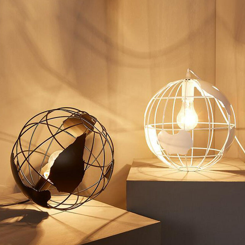 World Globe Pendant Light: Loft Style Single-Bulb Iron Hanging Lamp For Kids Bedroom