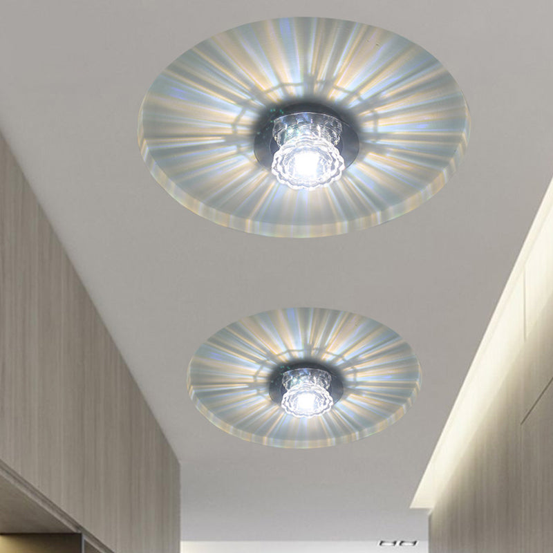 Minimalist Crystal Clear Scalloped Flush Ceiling Light For Corridor - Mount Fixture