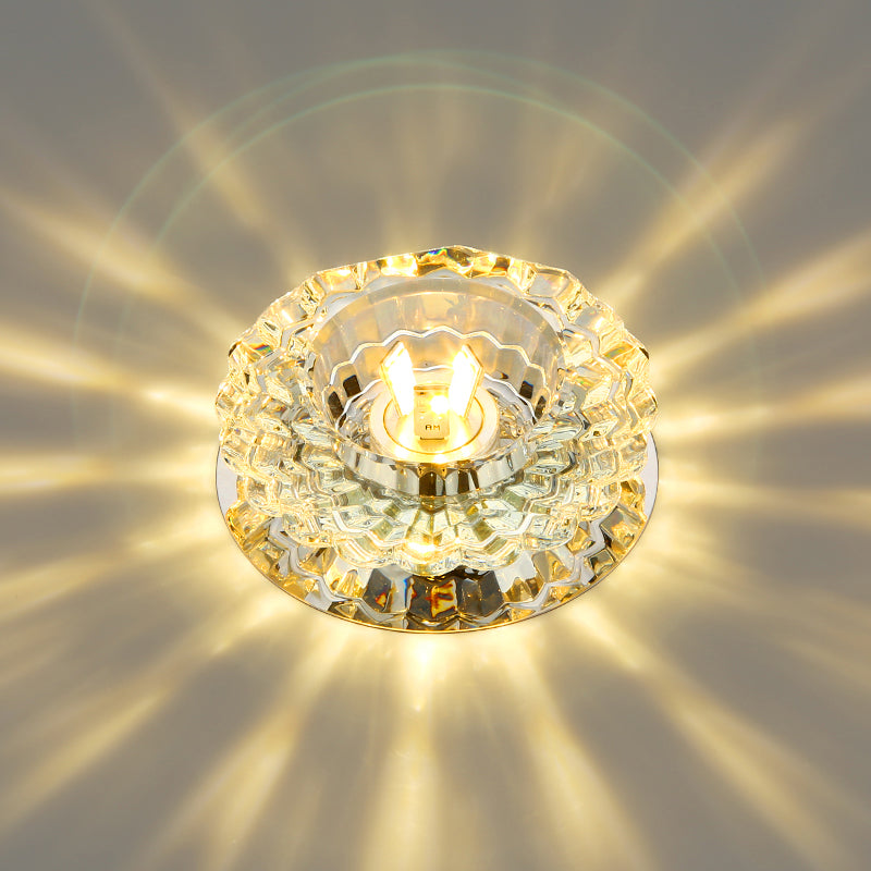Modern Circular Led Crystal Flushmount Light – Living Room Ceiling Spotlight