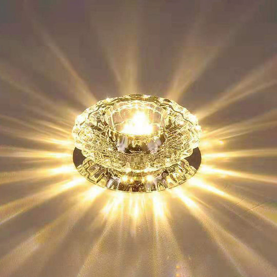 Modern Circular Led Crystal Flushmount Light – Living Room Ceiling Spotlight
