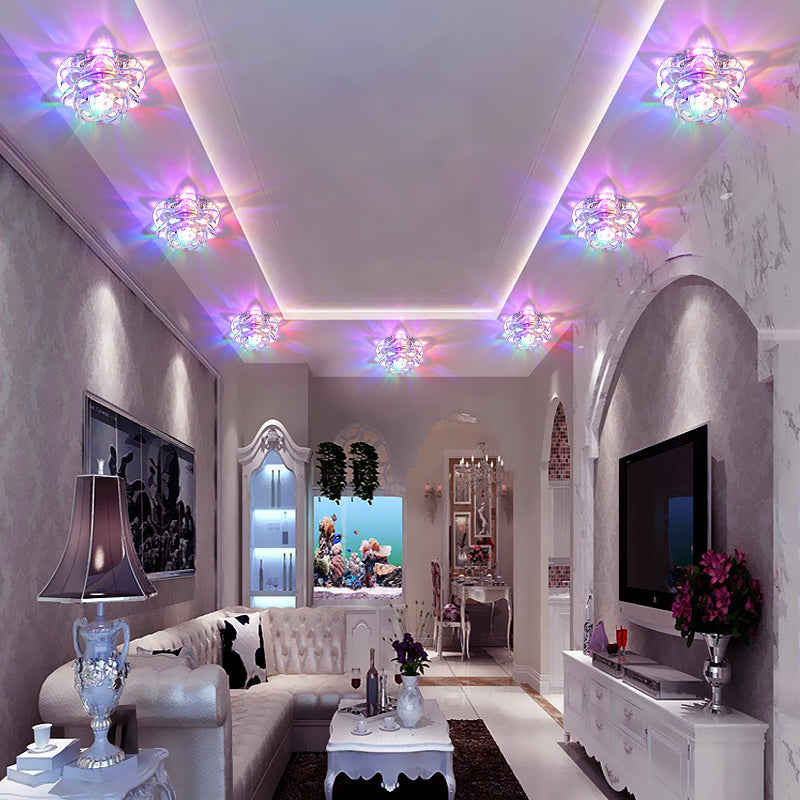Lotus Led Crystal Spotlight: Modern Ceiling Fixture With Clear Flush Mount Lighting For Living Room