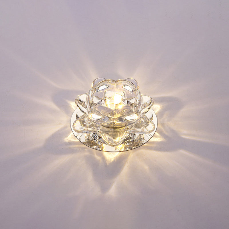 Lotus Led Crystal Spotlight: Modern Ceiling Fixture With Clear Flush Mount Lighting For Living Room