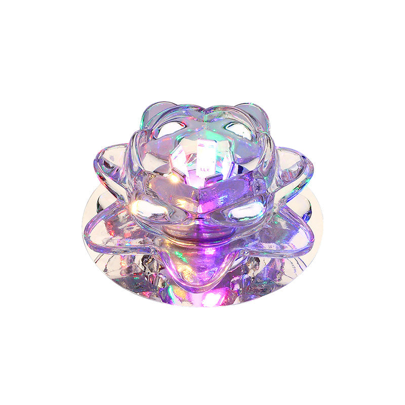 Lotus Led Crystal Spotlight: Modern Ceiling Fixture With Clear Flush Mount Lighting For Living Room