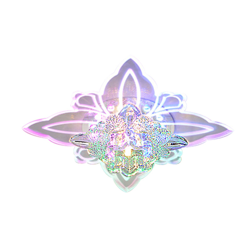Crystal Blossom Led Ceiling Lamp With Modern Style And Clear Acrylic Petals - Ideal For Foyers Flush