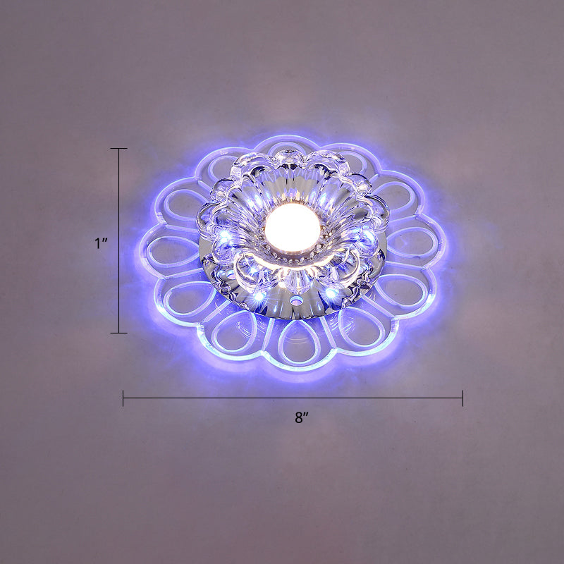 Minimalist Crystal Led Flush Mount Ceiling Light With Floral Design - Ideal For Foyer Clear Lamp /