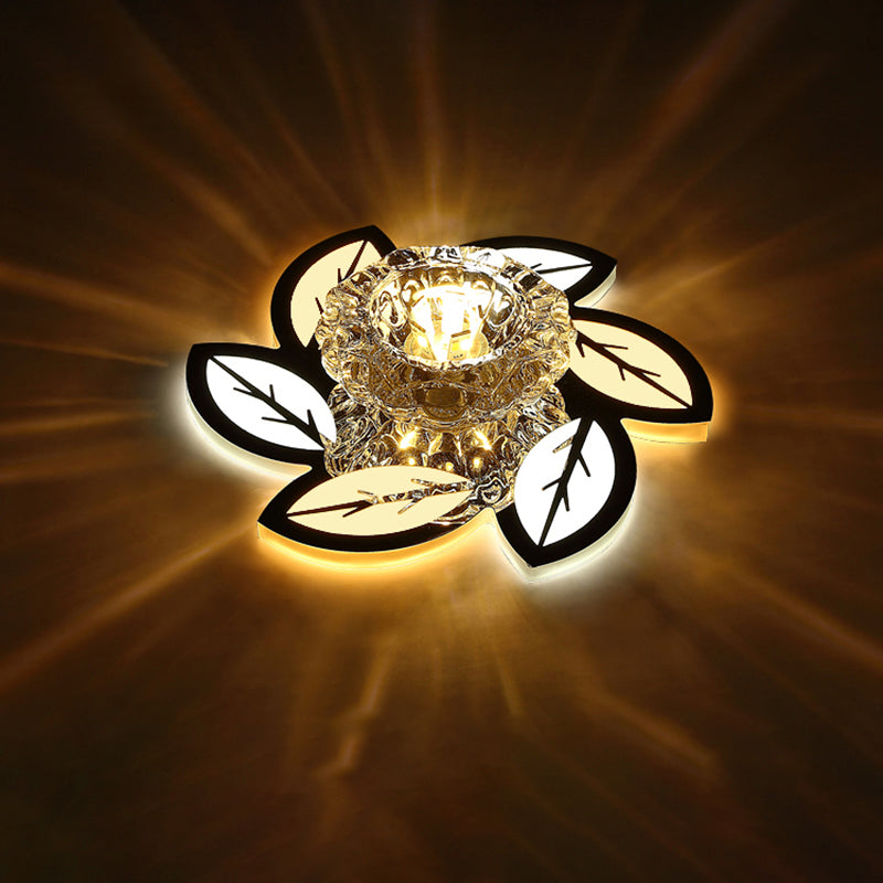 Modern Ultra-Thin Clear Crystal Flushmount Ceiling Spotlight For Corridor / A