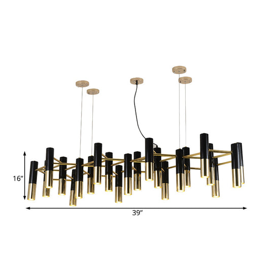 Contemporary Gold Led Tube Chandelier: 11/22 Lights Warm Pendant Light Fixture