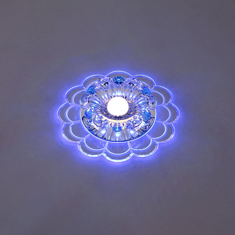 Modern Crystal Clear Led Ceiling Fixture For Corridor - Scalloped Flush Mount Recessed Lighting /