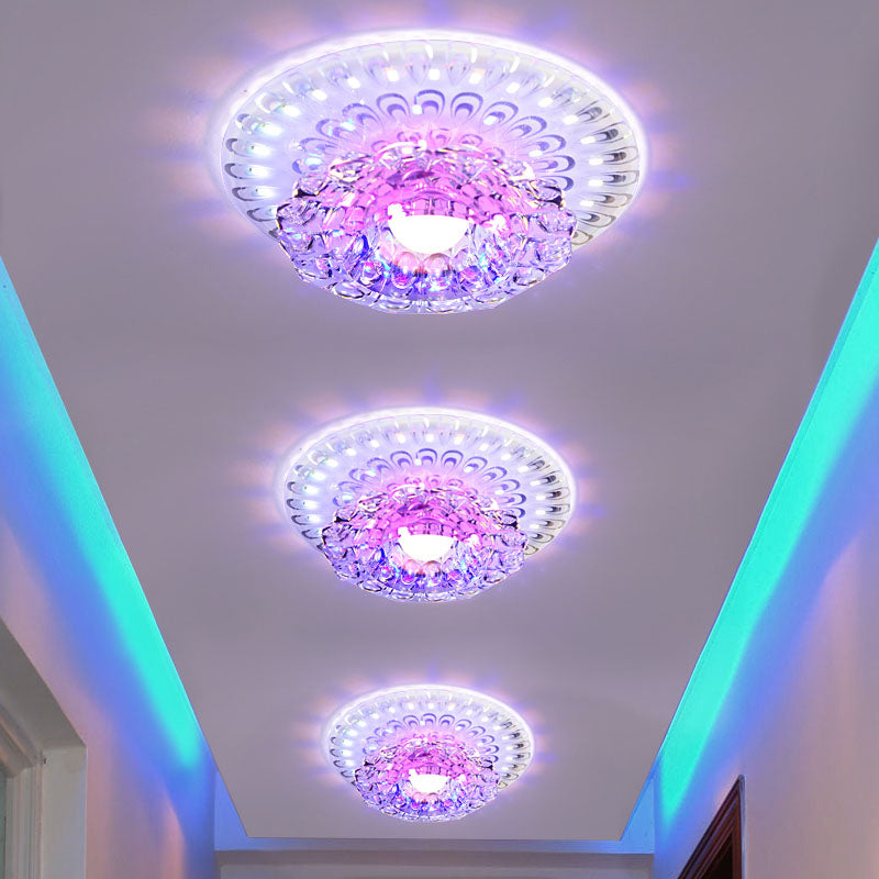 Modern Led Crystal Ceiling Lamp - White Flush - Mount Entryway Light Fixture
