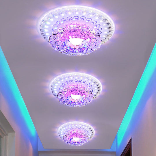 Modern Led Crystal Ceiling Lamp - White Flush - Mount Entryway Light Fixture